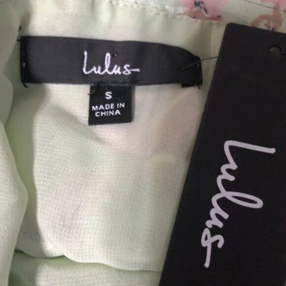 Lulu’s Dress Small Blooming Night Out Light  Green Floral Print Ruched Bodycon - Picture 6 of 16